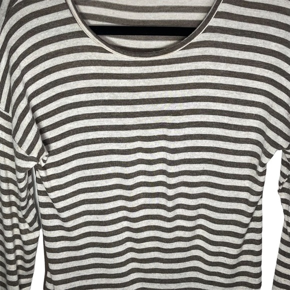 Potter’s Pot Striped Long Sleeve Shirt Suede Zip Back Small - Picture 4 of 7